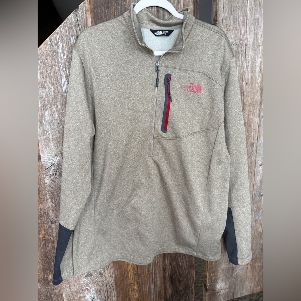 The North Face Men's Zip-Up Sweater in Tan and Black